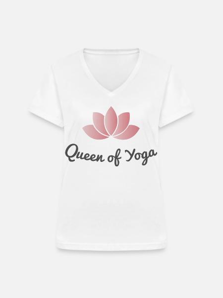 yoga - Frauen-T-Shirt mit V-Ausschnitt - Weiß