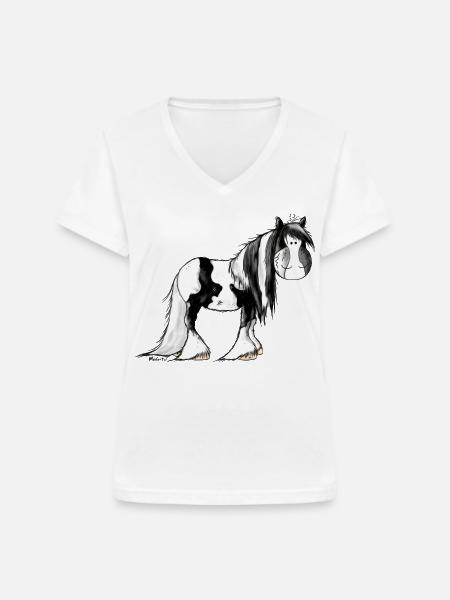 Irish Tinker Pferd - Pinto - Frauen-T-Shirt mit V-Ausschnitt - Weiß