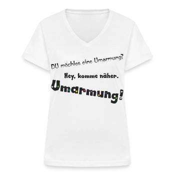 Umarmung - Frauen-T-Shirt mit V-Ausschnitt - Weiß - Vorne - Lela (165cm)