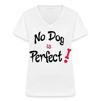 funny dog - Women's V-neck T-shirt - white - Front - Lela (165cm)