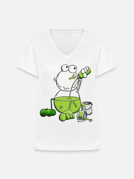Farbfrosch - Frosch - Frauen-T-Shirt mit V-Ausschnitt - Weiß