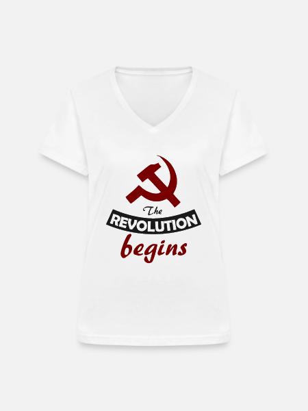 Sozialist - Frauen-T-Shirt mit V-Ausschnitt - Weiß