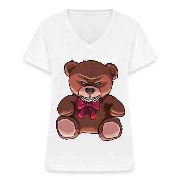 Halloween Teddy Bear Méchant Méchant Noël - T-shirt col V Femme - blanc - Devant - Lela (165cm)