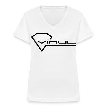 vinyl - Women's V-neck T-shirt - white - Front - Lela (165cm)