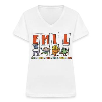 Emil - Frauen-T-Shirt mit V-Ausschnitt - Weiß - Vorne - Lela (165cm)