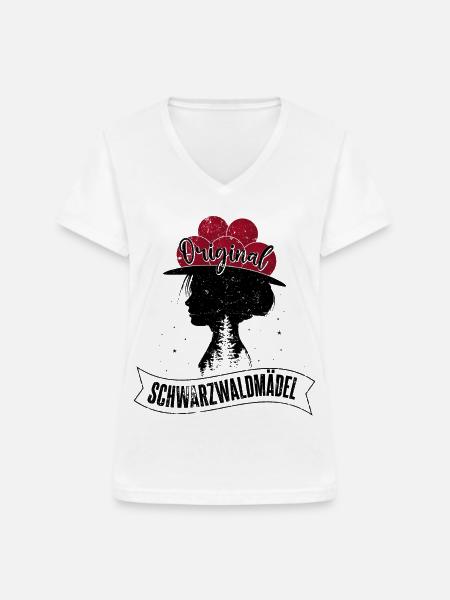 Original Schwarzwaldmädel Schwarzwald Bollenhut - Frauen-T-Shirt mit V-Ausschnitt - Weiß