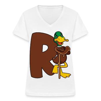 Rente  - Frauen-T-Shirt mit V-Ausschnitt - Weiß - Vorne - Lela (165cm)