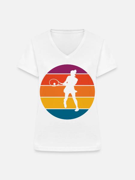 Tennis - Frauen-T-Shirt mit V-Ausschnitt - Weiß