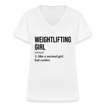 haltérophilie - T-shirt col V Femme - blanc - Devant - Lela (165cm)