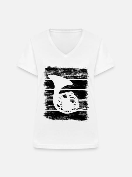 Waldhorn - Frauen-T-Shirt mit V-Ausschnitt - Weiß