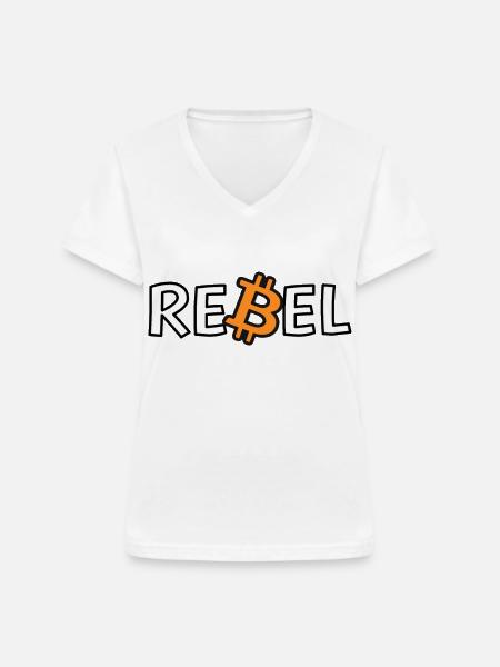 Bitcoin Rebel Kryptowährung Enthusiast T-Shirt - Frauen-T-Shirt mit V-Ausschnitt - Weiß