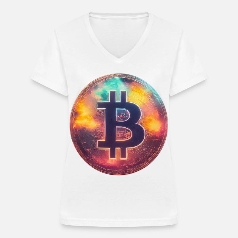Spektakulärer Bitcoin - Frauen-T-Shirt mit V-Ausschnitt - Weiß