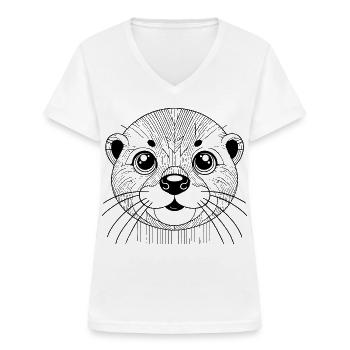 Otter - Frauen-T-Shirt mit V-Ausschnitt - Weiß - Vorne - Lela (165cm)