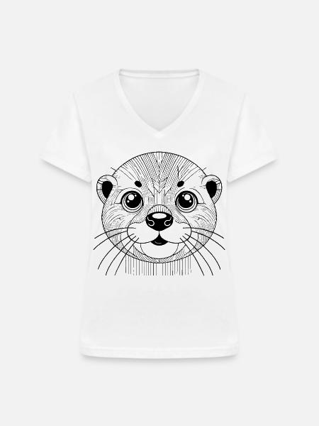 Otter - Frauen-T-Shirt mit V-Ausschnitt - Weiß