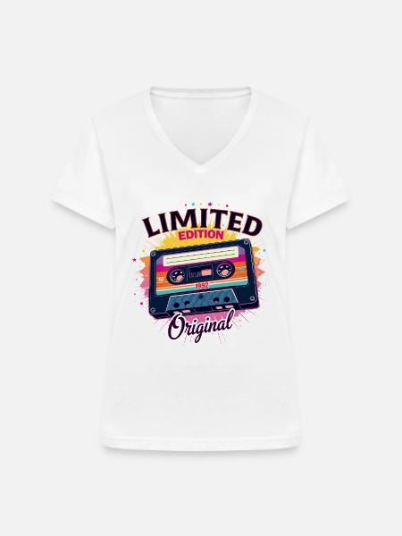 Limitierte Originalkassette 1992 - Frauen-T-Shirt mit V-Ausschnitt - Weiß