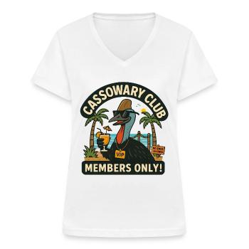 Australia Beach Cassowary Club Members Only  - Women's V-neck T-shirt - white - Front - Lela (165cm)