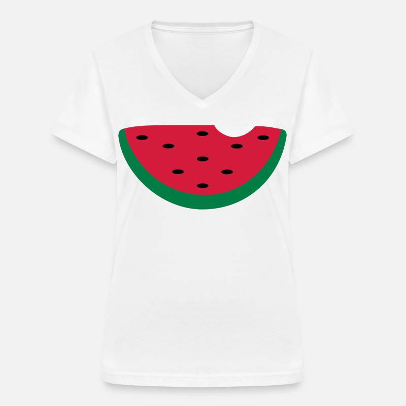 Melone - Frauen-T-Shirt mit V-Ausschnitt - Weiß