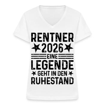 Rentner 2026 Eine Legende geht in den Ruhestand - Frauen-T-Shirt mit V-Ausschnitt - Weiß - Vorne - Lela (165cm)