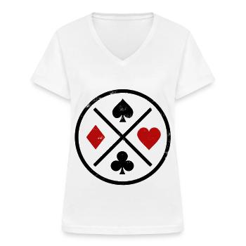 Spielkarten Kontrast - Frauen-T-Shirt mit V-Ausschnitt - Weiß - Vorne - Lela (165cm)