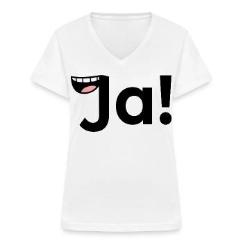Positive Antwort JA - Frauen-T-Shirt mit V-Ausschnitt - Weiß - Vorne - Lela (165cm)
