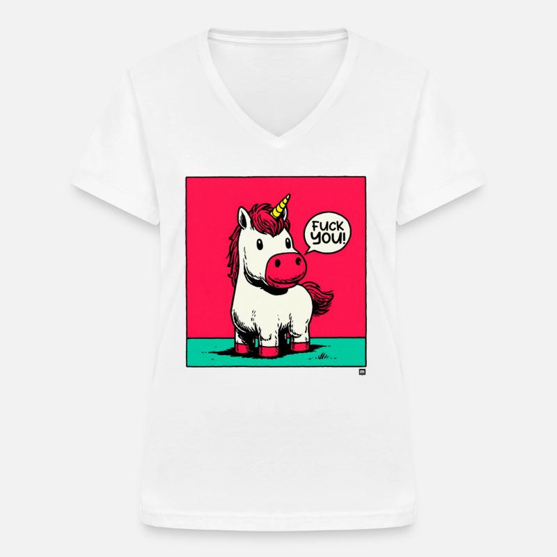 Punk Unicorn Provocation - Women's V-neck T-shirt - white