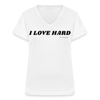I Love Hard try to keep up Valentines Day - Frauen-T-Shirt mit V-Ausschnitt - Weiß - Vorne - Lela (165cm)