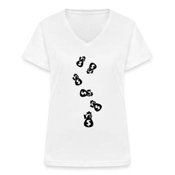 Monnaie Monnaie Silhouette - T-shirt col V Femme - blanc - Devant - Lela (165cm)
