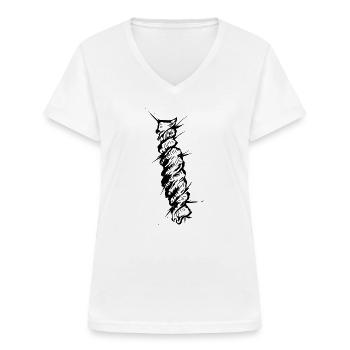 Fussili Nouilles - T-shirt col V Femme - blanc - Devant - Lela (165cm)