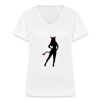 Teufel Hot Girl - Frauen-T-Shirt mit V-Ausschnitt - Weiß - Vorne - Lela (165cm)