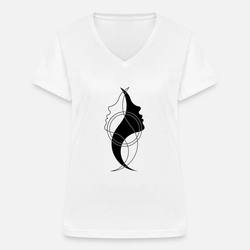 Face - Abstract Face - Women's V-neck T-shirt - white