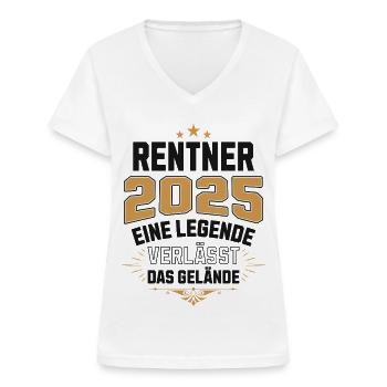 Rentner 2025 Rente Rentnerin Legende Ruhestand - Frauen-T-Shirt mit V-Ausschnitt - Weiß - Vorne - Lela (165cm)