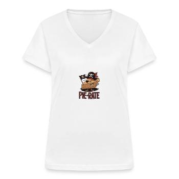 Pi-Rate Abenteuer: Lustige Mathe-Piraten - Frauen-T-Shirt mit V-Ausschnitt - Weiß - Vorne - Lela (165cm)