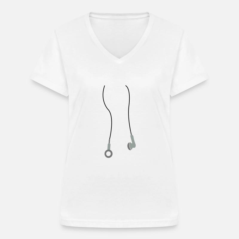 kopfhoerer3 - Maglietta da donna con scollo a V - bianco