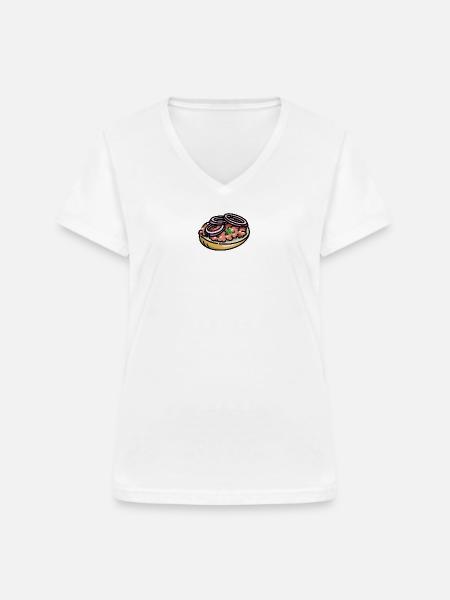 Mettbrötchen Mett - Frauen-T-Shirt mit V-Ausschnitt - Weiß