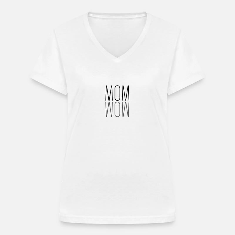 MAMMA WOW - Maglietta da donna con scollo a V - bianco