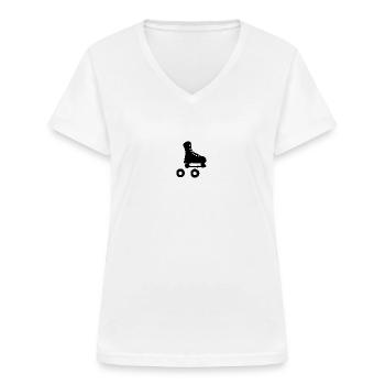 Walze - Frauen-T-Shirt mit V-Ausschnitt - Weiß - Vorne - Lela (165cm)