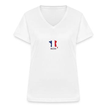 Autocollant France - T-shirt col V Femme - blanc - Devant - Lela (165cm)