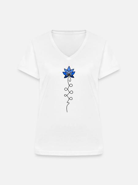 Unalome Lotus - Frauen-T-Shirt mit V-Ausschnitt - Weiß