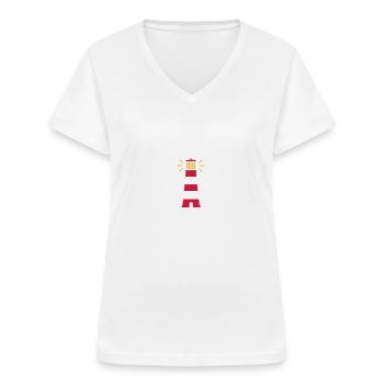 Leuchtturm - Frauen-T-Shirt mit V-Ausschnitt - Weiß - Vorne - Lela (165cm)