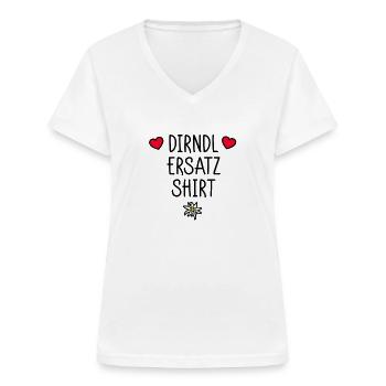 Dirndl Ersatzshirt - Frauen-T-Shirt mit V-Ausschnitt - Weiß - Vorne - Lela (165cm)