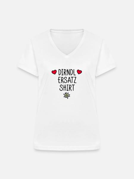 Dirndl Ersatzshirt - Frauen-T-Shirt mit V-Ausschnitt - Weiß