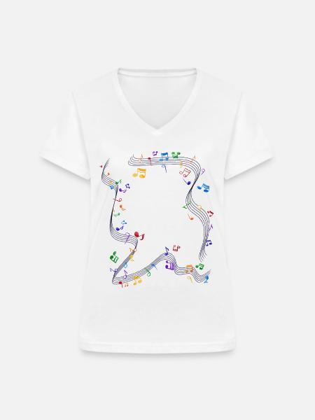 Musik - Frauen-T-Shirt mit V-Ausschnitt - Weiß