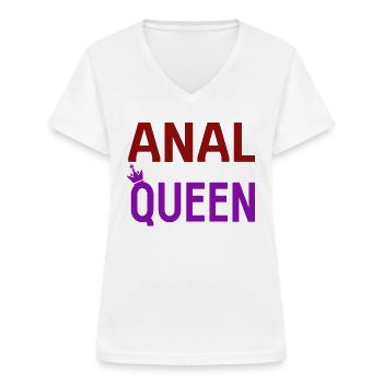 Sex Spruch Anal Porno Swinger - Frauen-T-Shirt mit V-Ausschnitt - Weiß - Vorne - Lela (165cm)