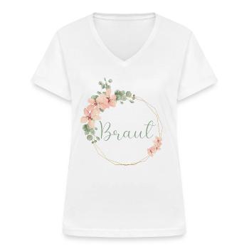 Lovely Eukalyptus - Braut - Frauen-T-Shirt mit V-Ausschnitt - Weiß - Vorne - Lela (165cm)