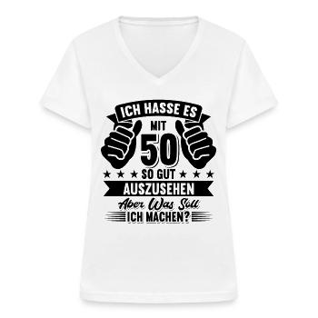 50. Geburtstag - Frauen-T-Shirt mit V-Ausschnitt - Weiß - Vorne - Lela (165cm)