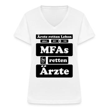 Medizinische Fachangestellte Krankenschwester MFA - Frauen-T-Shirt mit V-Ausschnitt - Weiß - Vorne - Lela (165cm)