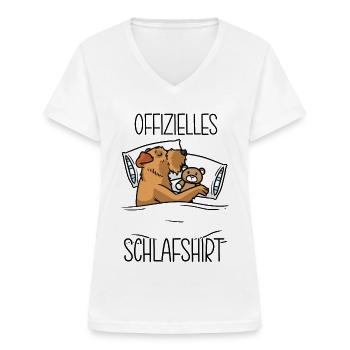 Irish Terrier Kuscheltier Offizielles Schlafshirt - Frauen-T-Shirt mit V-Ausschnitt - Weiß - Vorne - Lela (165cm)