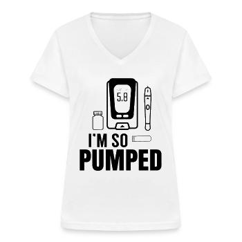 Ich Bin So Aufgepumpt Diabetes Diabetiker Insulin - Frauen-T-Shirt mit V-Ausschnitt - Weiß - Vorne - Lela (165cm)
