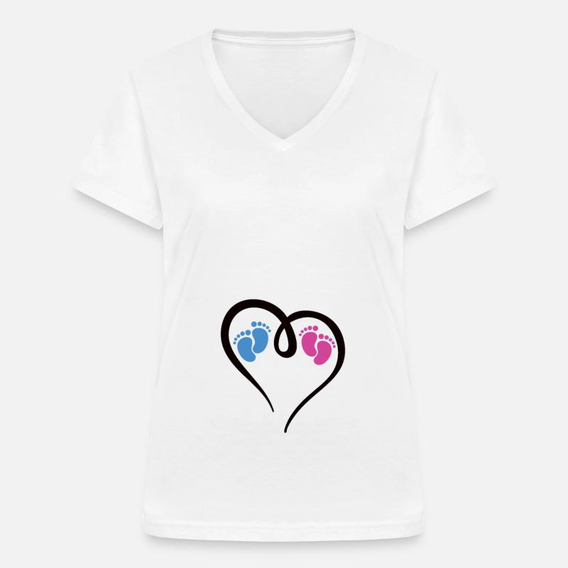 Zwillinge Junge und Mädchen - Frauen-T-Shirt mit V-Ausschnitt - Weiß