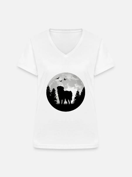 Leonberger Mond - Frauen-T-Shirt mit V-Ausschnitt - Weiß